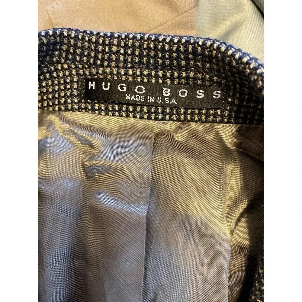 Hugo Boss USA Vintage Tweed Blazer Mens 40R Three Button Ventless Houndstooth